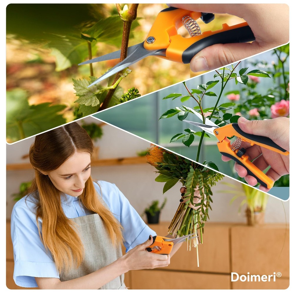 Doimeri 2 Pack Pruning Shears, 6.5” Gardening Scissors with Sharp Stainless S...