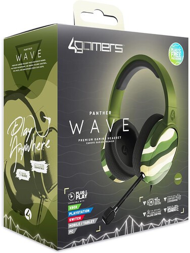 PC Accessory: Wired Headset - 4Gamers C6-100 WAVE - Forest Camo: Compatible with