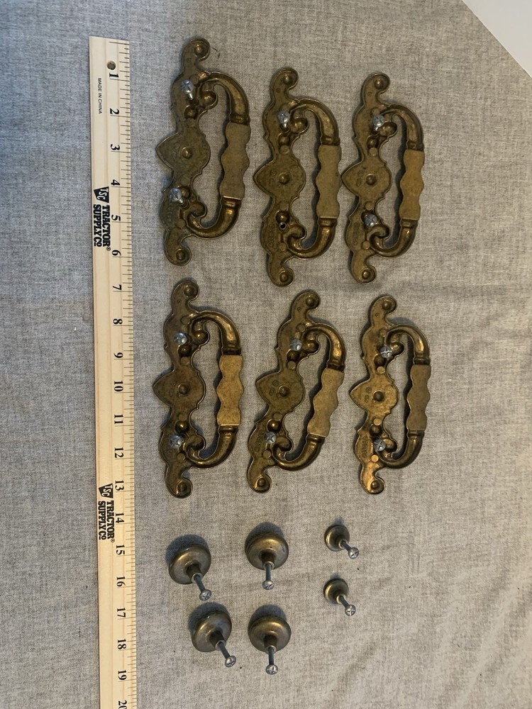 VTG Roll top Drawer Pulls And Knobs Antique Bronze/Brass Finish