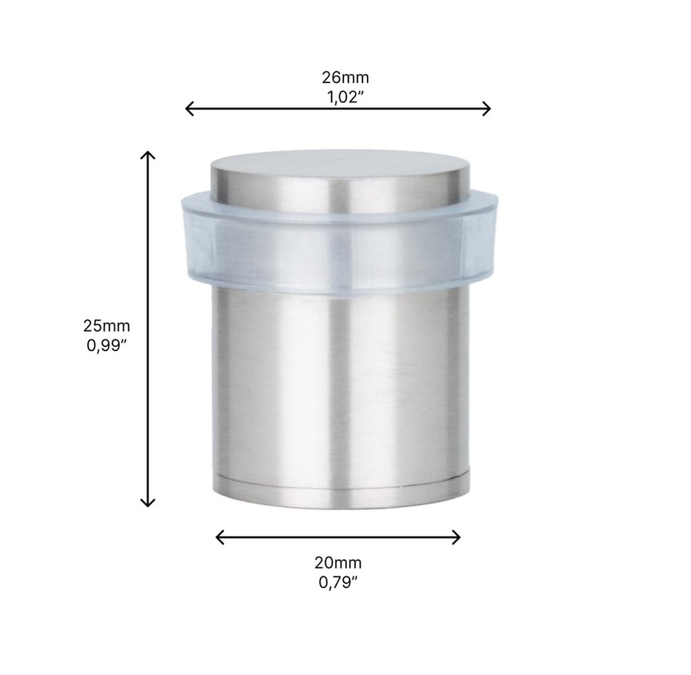 EVI | Pack 2 Doorstops | 20x25mm | Threaded Base | Transparent Rubber | Stain...
