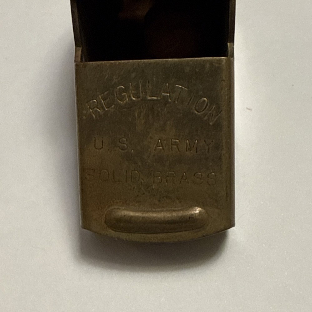 WWII U.S. Army Regulation Solid Brass Whistle Original Militaria