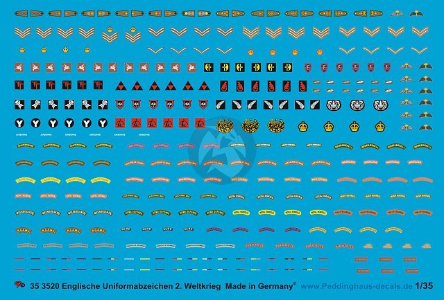 Peddinghaus 1/35 British Uniform Insignia & Rank Patches WWII with Airborne 3520