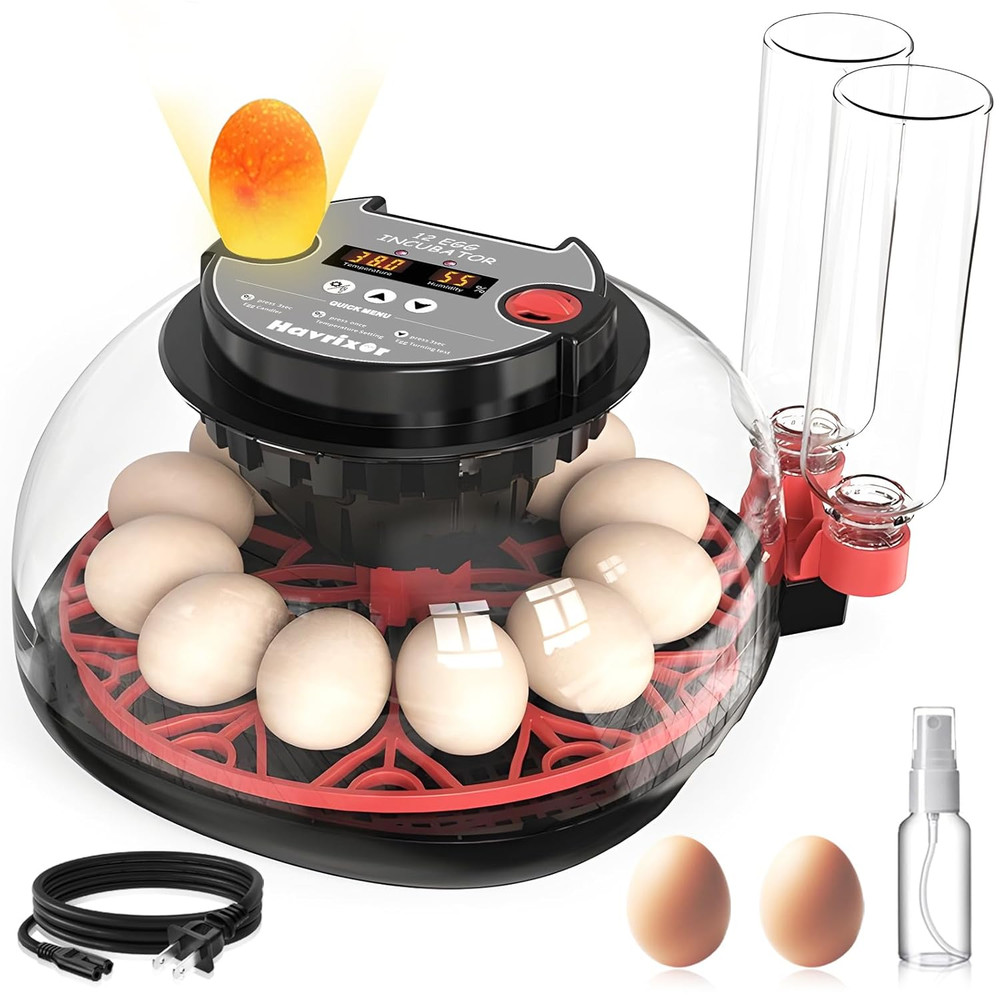 12 Egg Incubator for Hatching Eggs with Fully Automatic Egg Turning, Humidity Co
