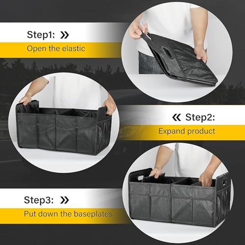 Trunk Organizer for Car/SUV/Truck, Collapsiblement 1 Pack Black New 2 Compart