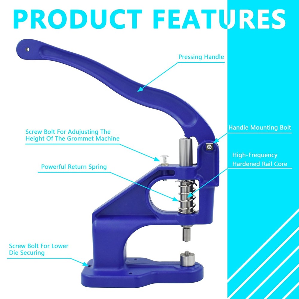 Grommet Tool Kit, Hand Press Machine Kit Heavy Duty...