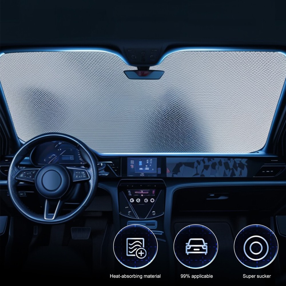2Pcs Foldable Car Front Window Windshield Sun Shade Shield Cover Visor UV Block
