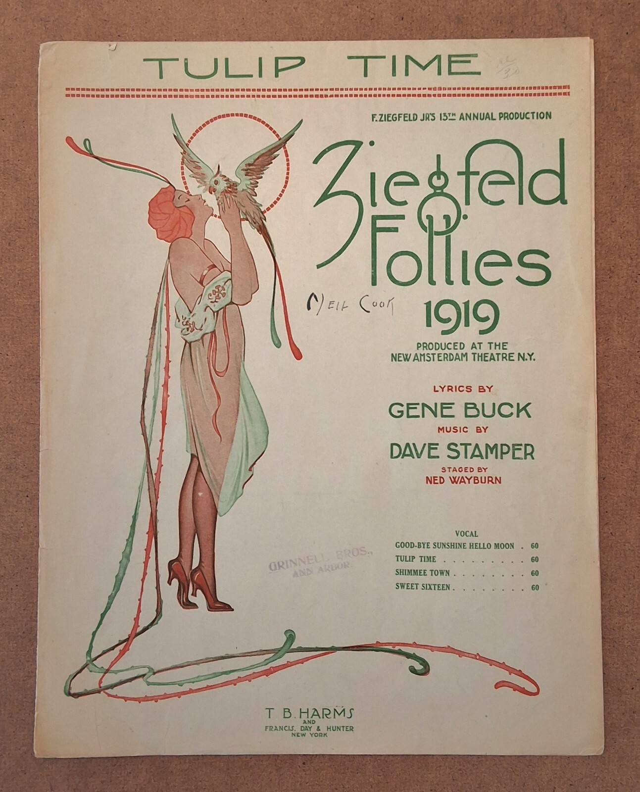 1919 Ziegfield Follies Antique Music Sheet Song Booklet New Amsterdam Theatre NY