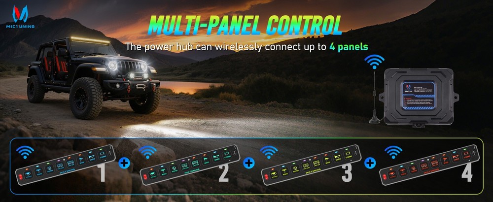 8 Gang Wireless LED Switch Panel Toggle Flash Remote Control for Boat & Vehicles
