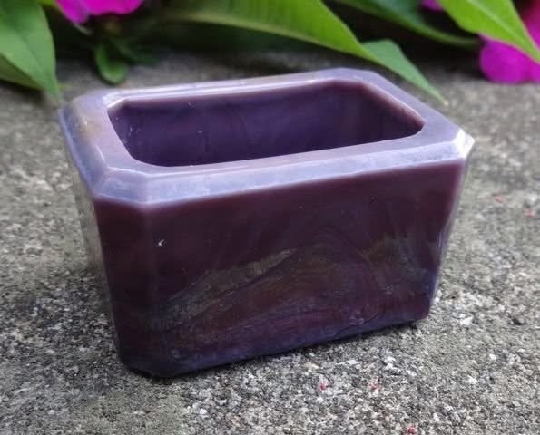Purple, Swirled Glass E.E. Ed Bowman Rectangular Open Salt Dip, Cellar, Dish!