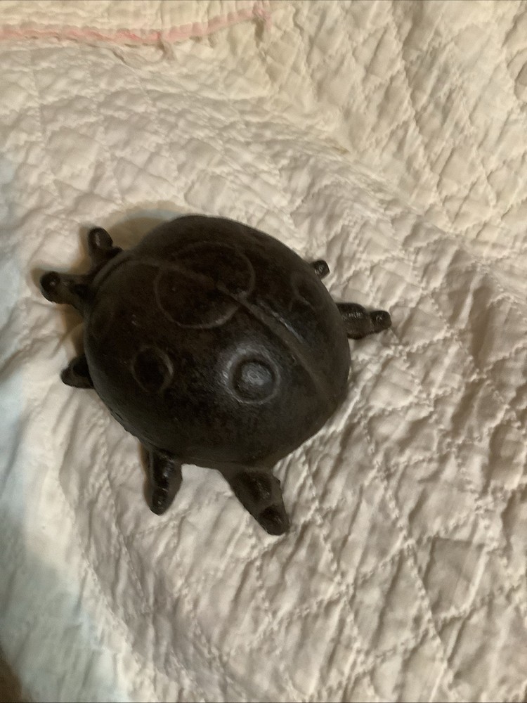 LadyBug Hide A Key Box Distressed Brown Cast Iron Garden lady bug
