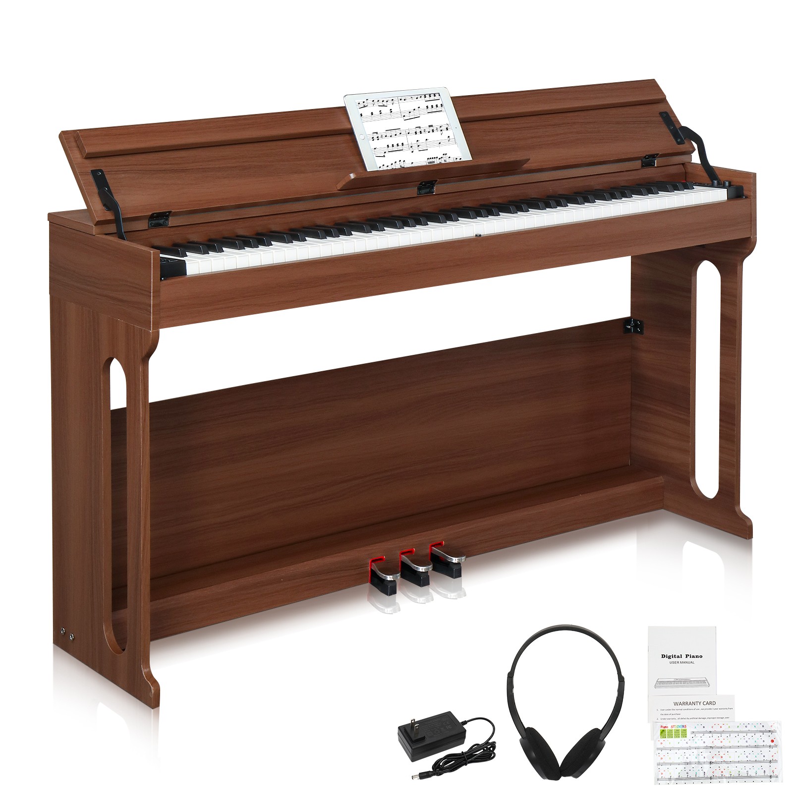 Glarry 88 Key GDP-107 Weighted Digital Piano - Electric Piano With Stand Pedal