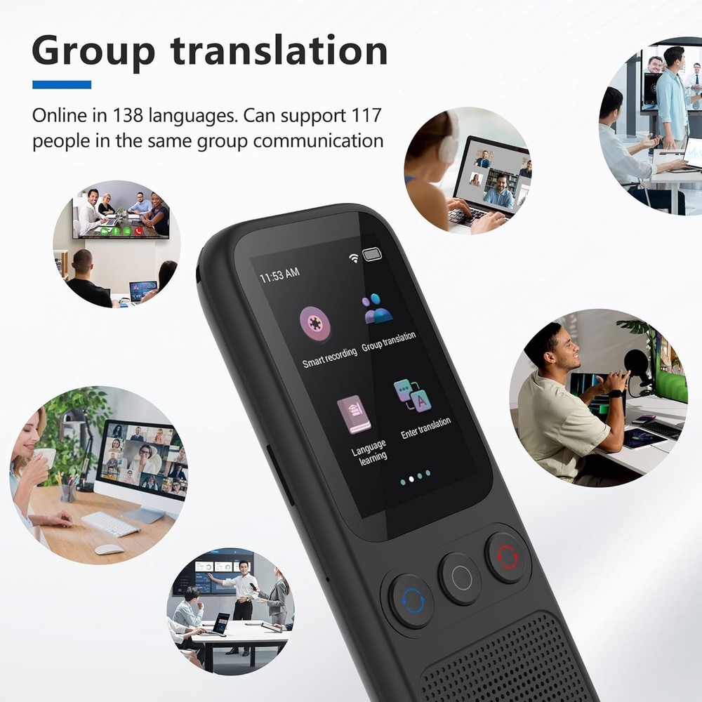 Portable Language Translator Device with 138 Languages Voice Translating Black