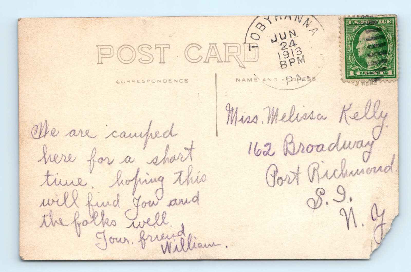 WWI Era Army Soldiers 3rd Artillery Tobyhanna PA Real Photo Postcard RPPC