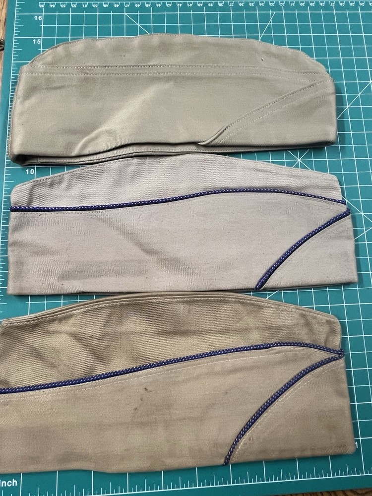 WWII  Overseas Khaki Caps X3