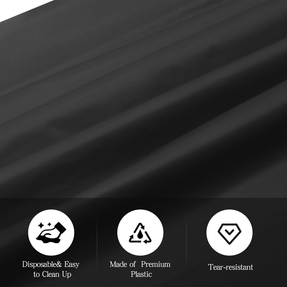 Black 6 Pack Plastic Table Cloth 54" X 108" Disposable Tablecloths Rectangle