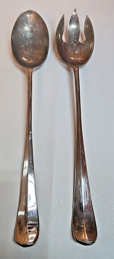 Vintage Serving Set; 12.5" Stainless Steel Fork/Spoon