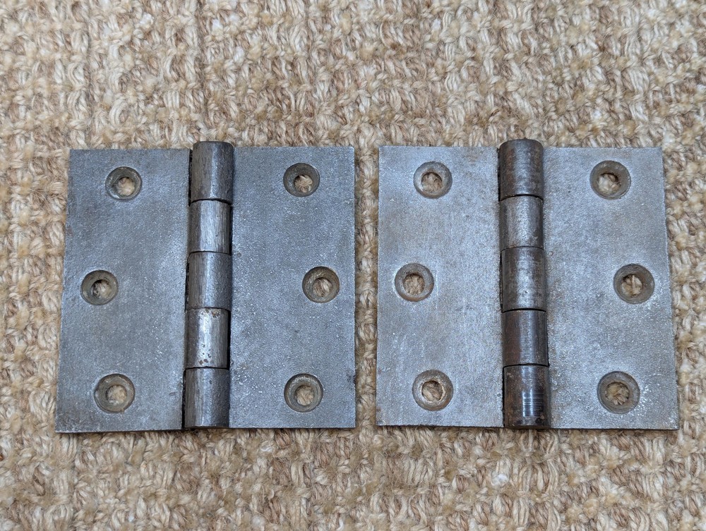 Pair Antique Cast Iron Butt Hinges: 3.5" Door Hardware