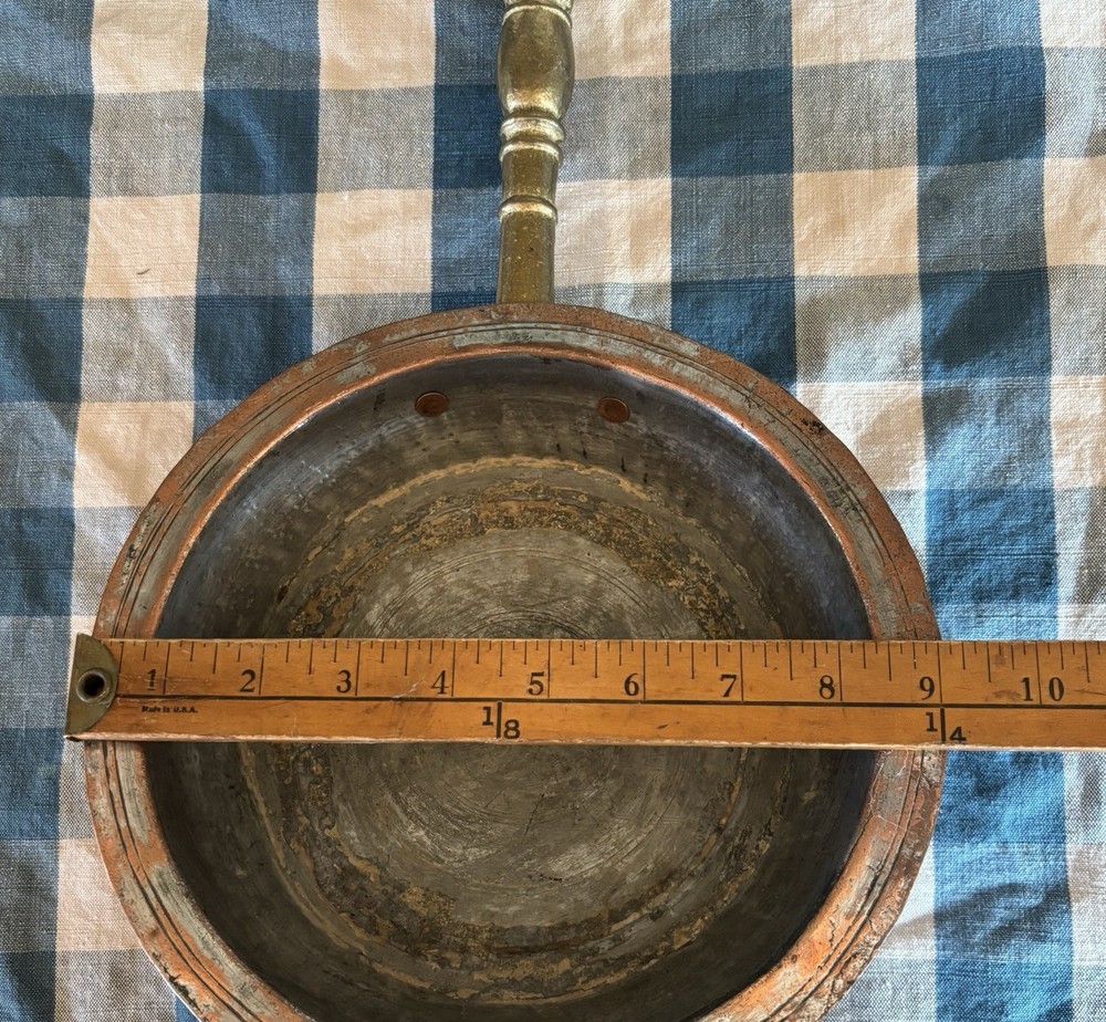 Antique Copper Pan Brass Handle Cottagecore Primitive