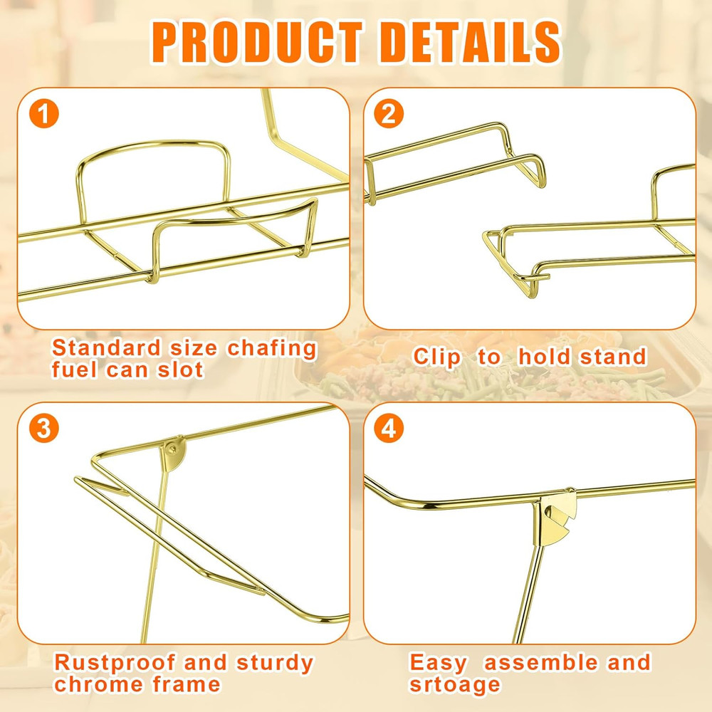 32 Pack Wire Buffet Rack Stand Folding Chafing Stand Chrome Frame Serving Trays