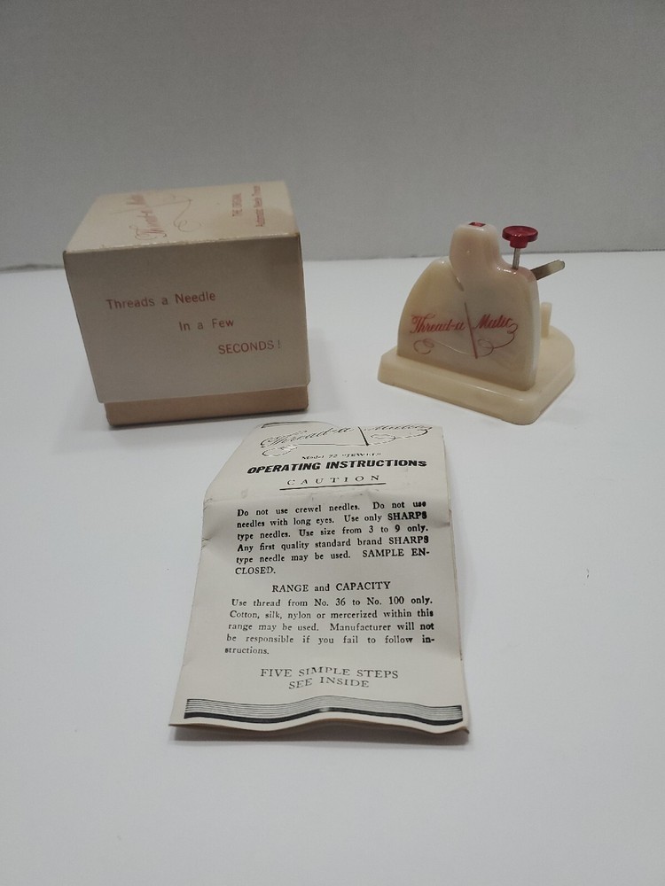 VINTAGE NELPIN THREAD-A MATIC AUTOMATIC NEEDLE THREADER MODEL #72 WITH BOX