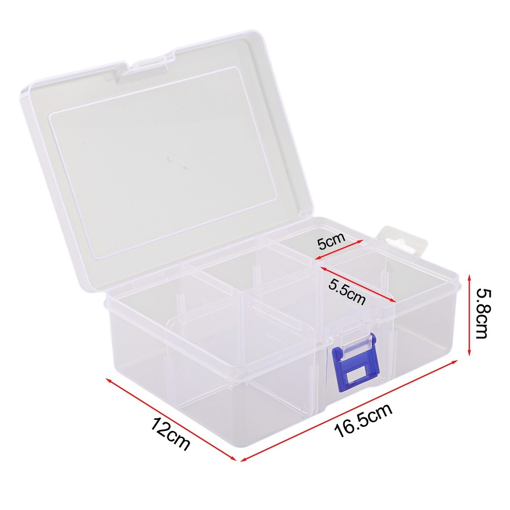 Compact Plastic Storage Box with 6 Adjustable Grids for Screw Organizer