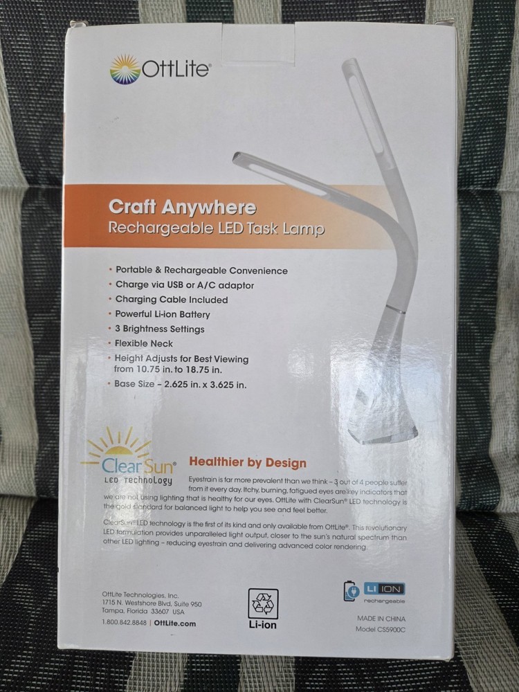 OttLite Rechargeable LED Task Lamp with ClearSun Technology