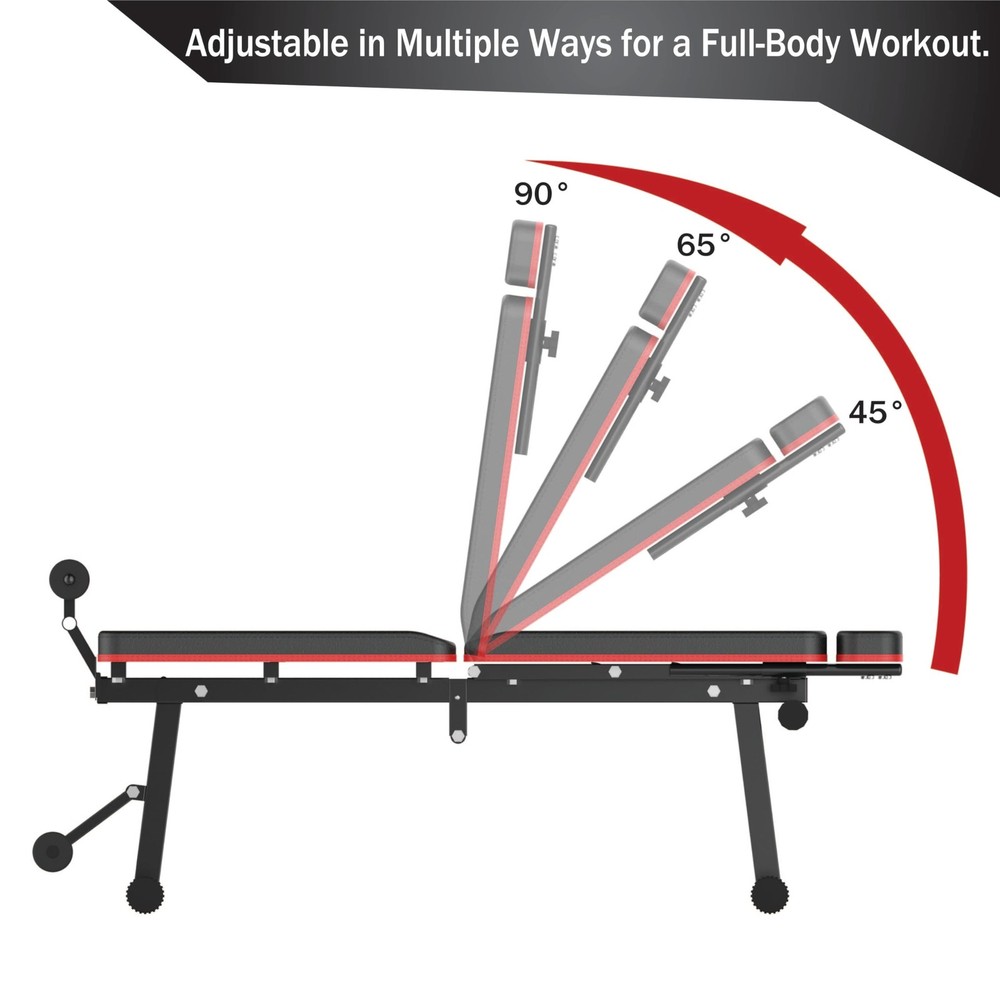 Adjustable Weight Bench, Foldable, Incline/Decline/Flat, Full Body Workout, E...