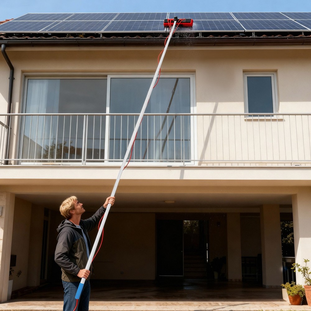 23FT Solar Panel Cleaning Brush Outdoor Window Adjustable Pole Cleaning Kit