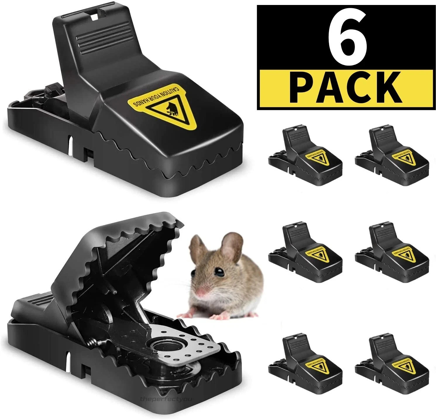6 Pack Mouse Traps Rat Mice Killer Snap Trap Power Rodent Heavy Duty Pest Trap