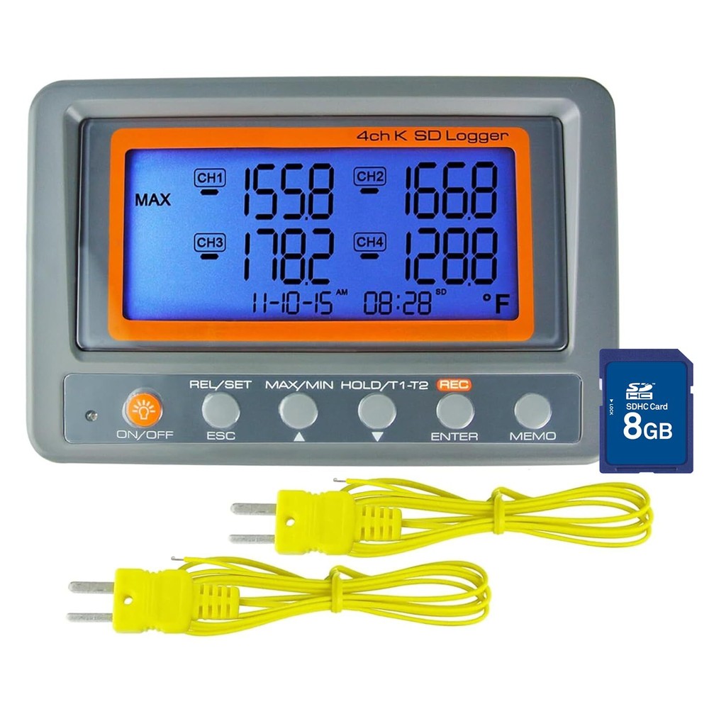 K Type Thermometer Data Logger 4 Channels Thermocouple Thermometer Digital Te...