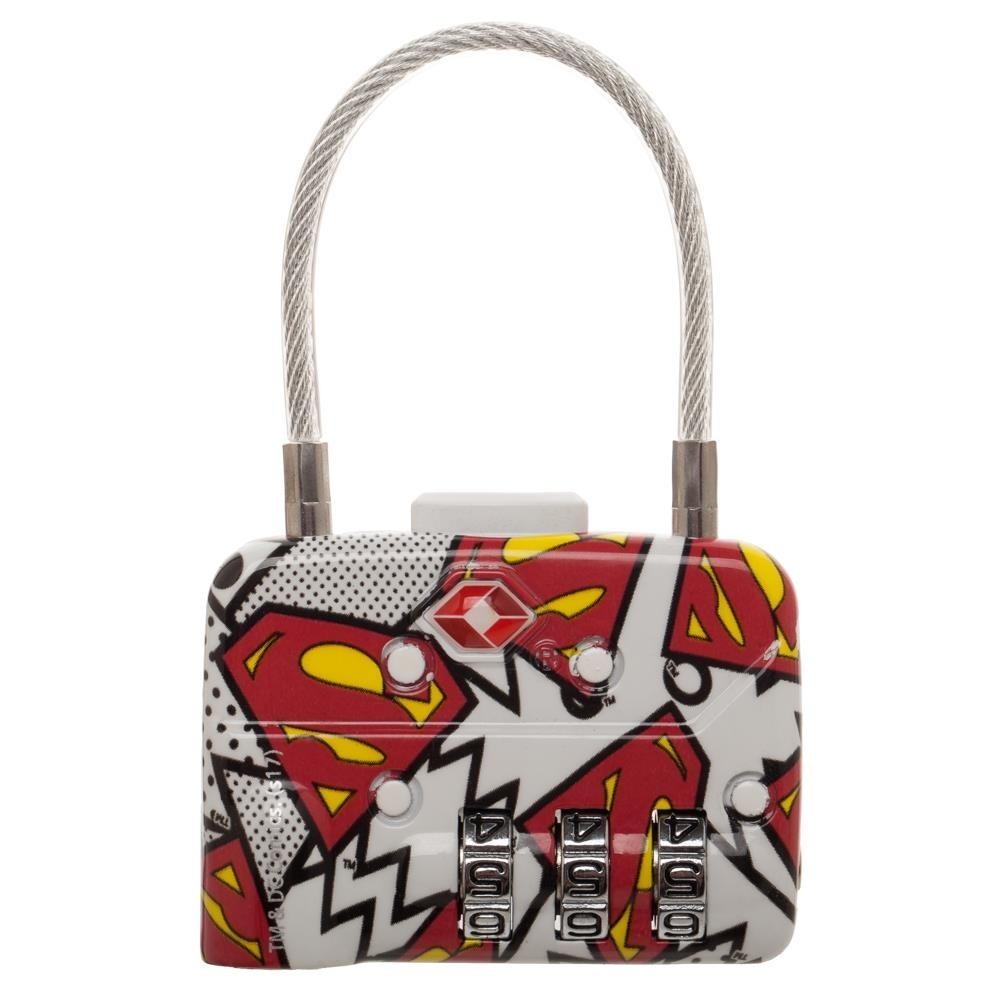 Superman Combination Cable Lock - Travel Luggage Suitcase Backpack DC Comics