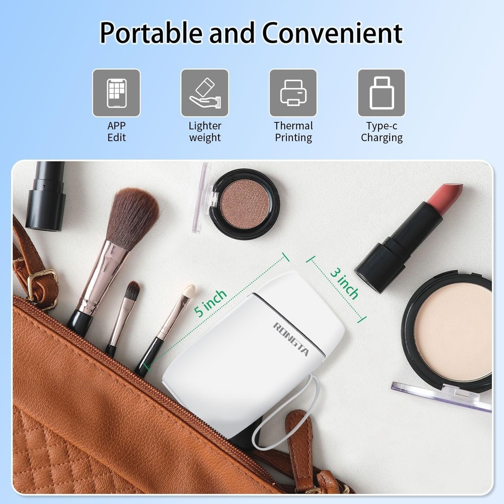 Rongta Bluetooth Label Maker Machine with Tape, Portable Mini Label Printer W...
