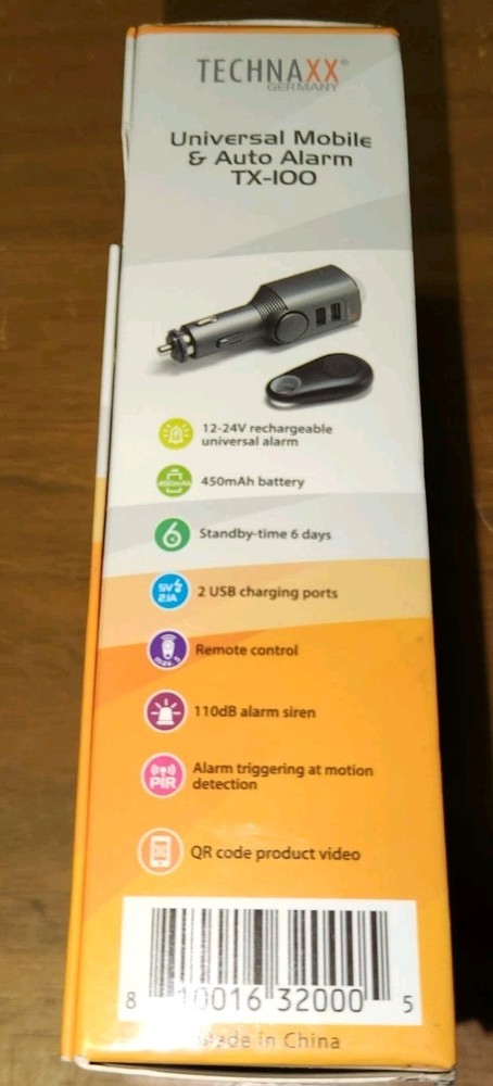 Technaxx Mobile & Car Auto Alarm TX-100 Universal New #75