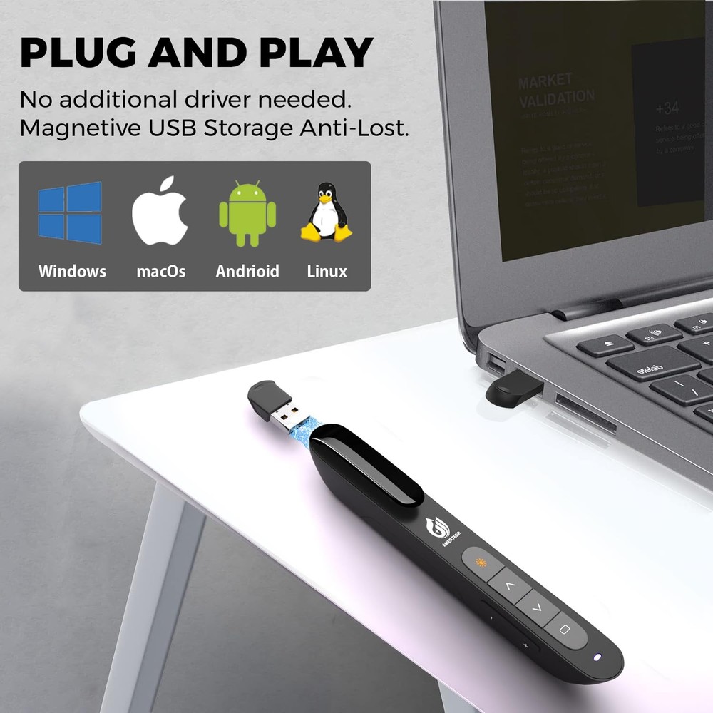 Wireless Presenter,Support Hyperlink RF 2.4GHz Powerpoint PPT Clicker Present...