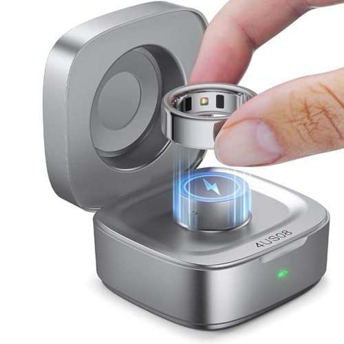 Wireless Charging Case Compatible with Ou-ra Ring Gen 4 Size 8 Glossy Silver