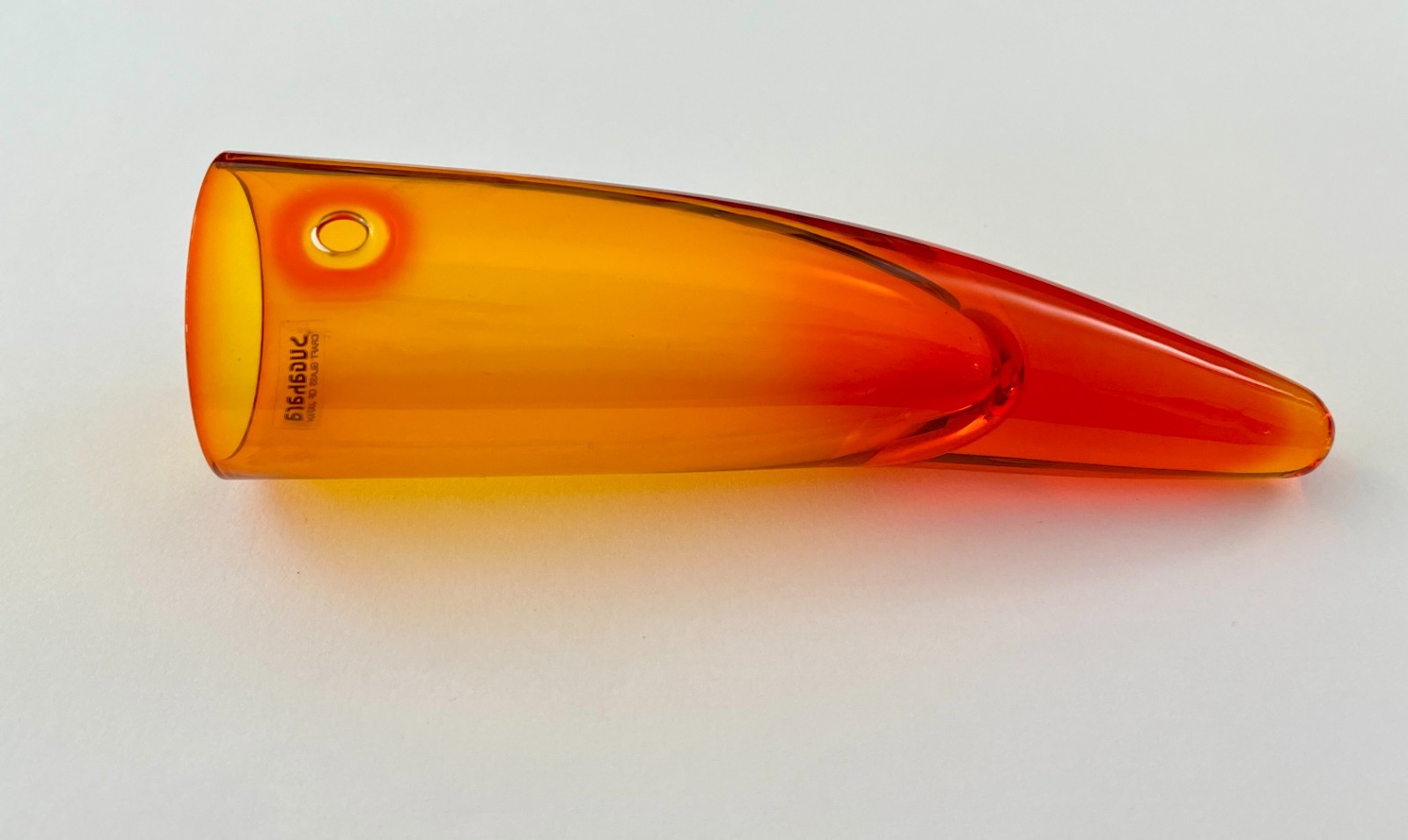 Vintage Sugahara Art Glass Wall Hanging Horn Vase Orange Japan NOS Box