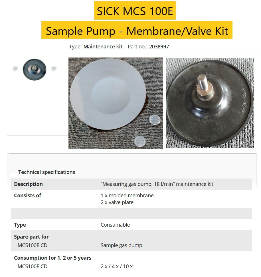 SICK MCS 100E - Sample - Measuring Pump Maintenance Kit - KNF Pump