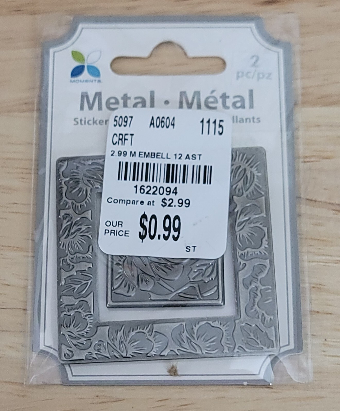 Momenta METAL EMBELLISHMENT STICKERS Lot of 12 Craft Cardmaking Scrapbooking