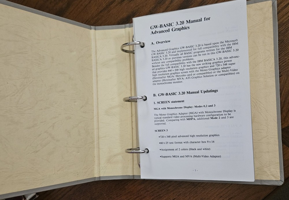 Hyundai Personal Computer Systems MS-DOS Version 3.2 Binder Book GW- Basic