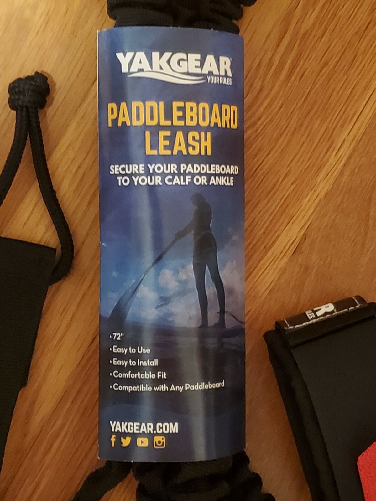 YakGear 72" Stand Up Paddleboard Leash - PL-60 - Black - Use w/ Any Paddle Board