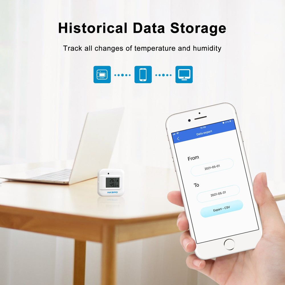 Bluetooth Humidity Temperature Data Logger Record External Humid Sensor Probe CF