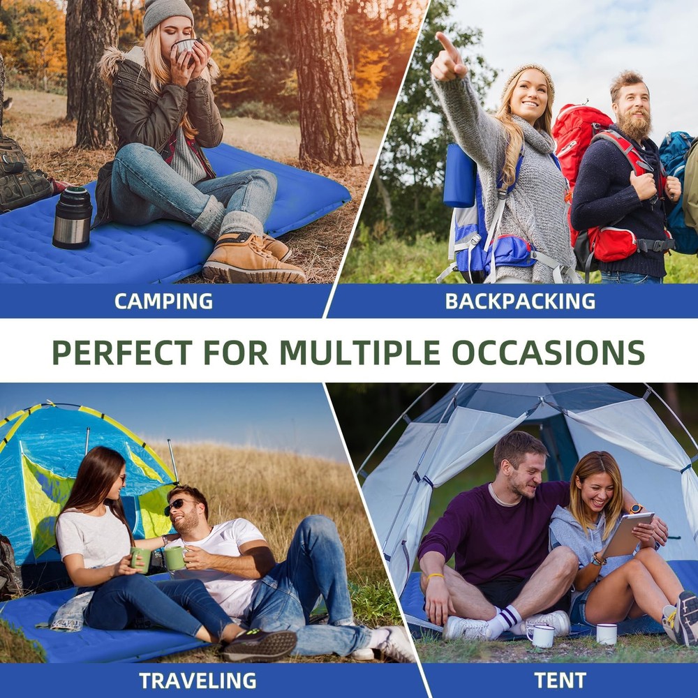 Inflatable Camping Sleeping Pad with Pillow & Pump - 5 Thick Lightweight Ma