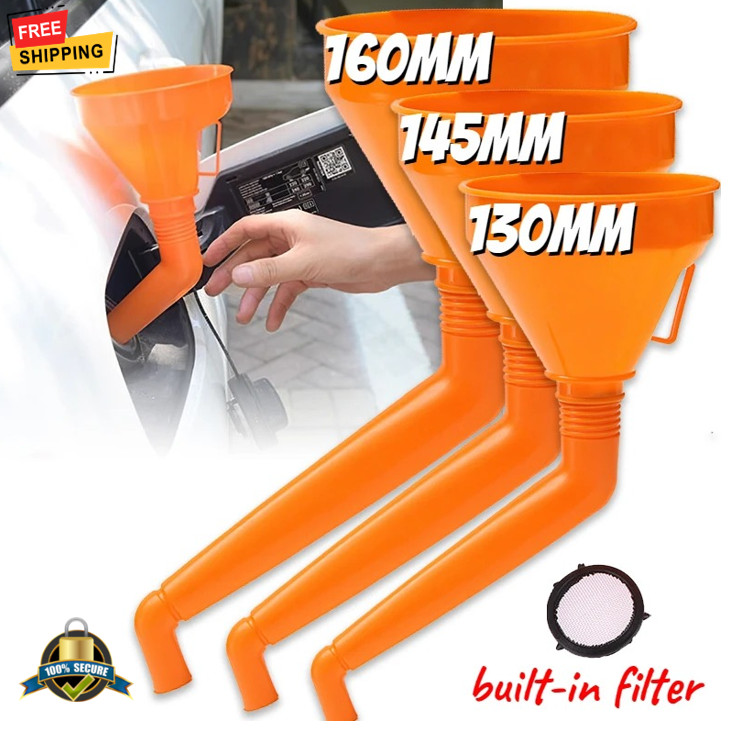 130/145/160cm Long Oil Funnel with Filter for Car Motorcycle Gasoline Engine