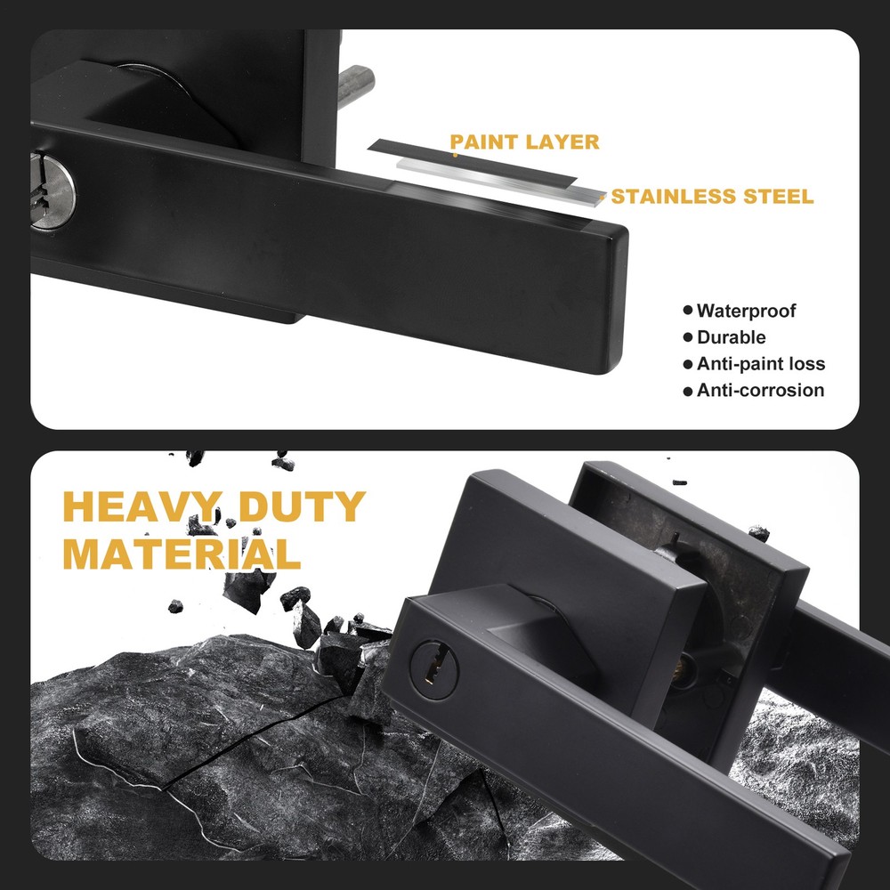 Black Door Lever Privacy Passage Dummy Handle Interior Square Knobs 15 pack