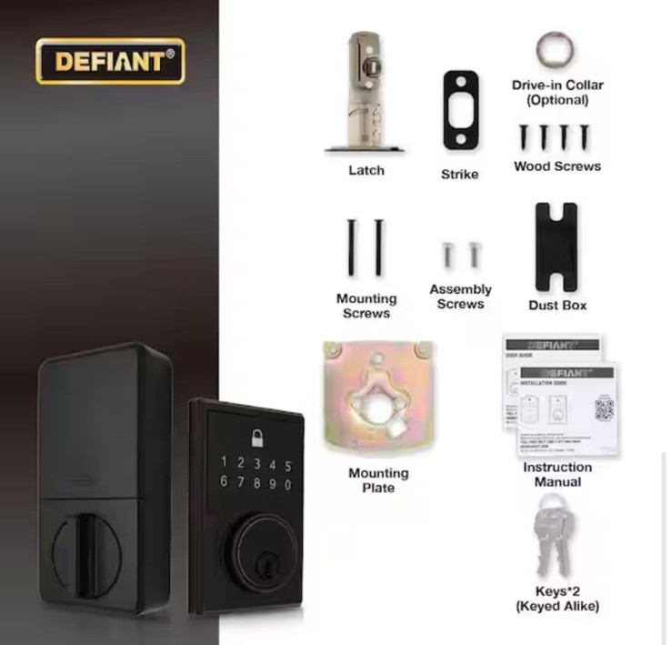 Square Aged Bronze Compact Touch Electronic Deadbolt