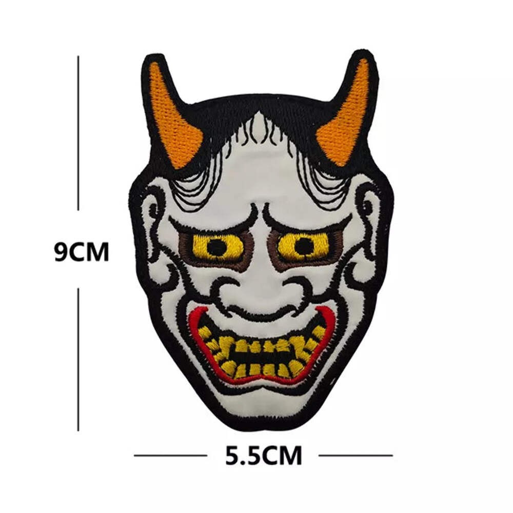 Glow in the Dark Evil Horned Devil Skull Embroidered Hook and Loop Morale Patch