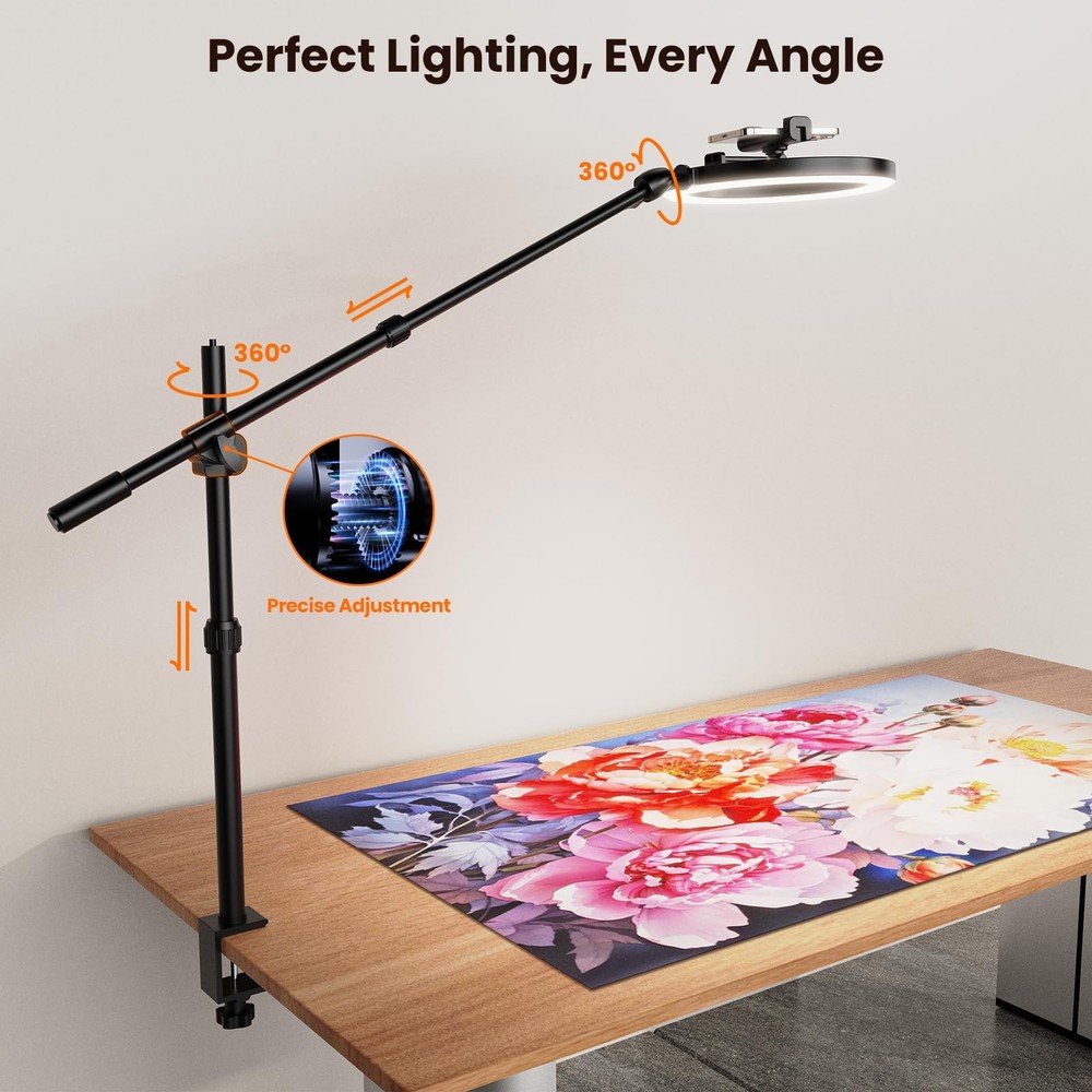 Overhead Mount for Desk Tripod - 10" Ring Light with Stand - Solid Ring Light...