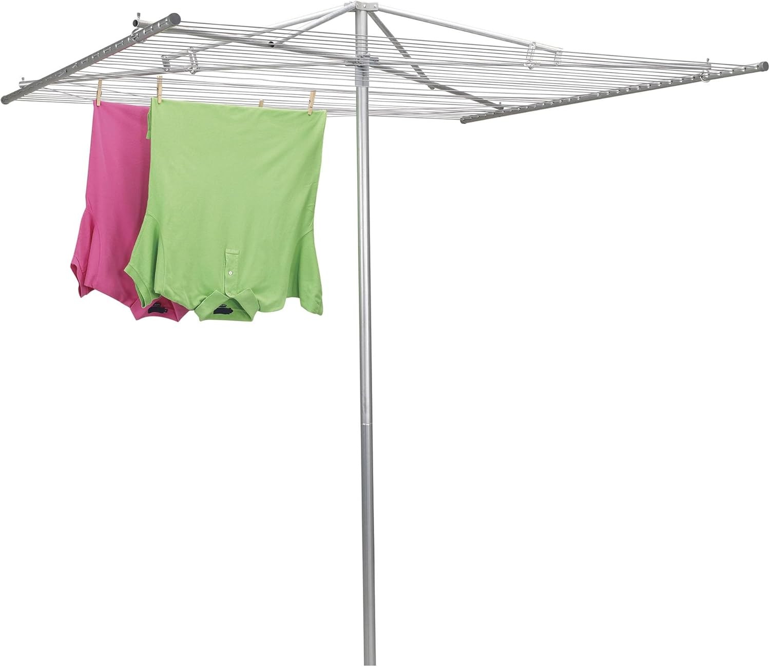 17120-1 Rotary Outdoor Umbrella Drying Rack Aluminum Arms & Steel Post 12-Lines