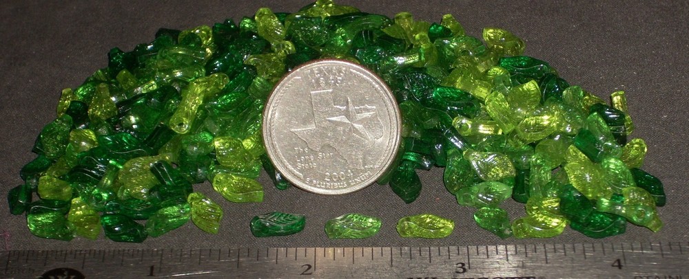 @300 Leaf Green Beads -@ 5/16 - Three Tones - Side Hole - Mini Tree Beading 4161