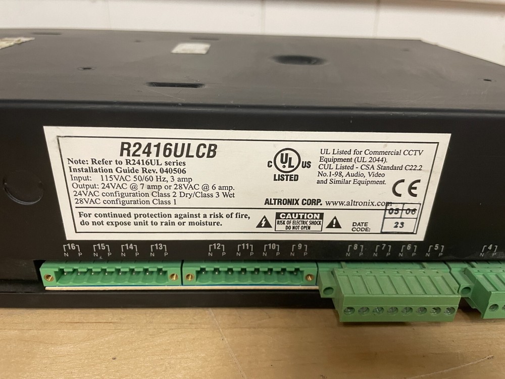 Altronix R2416ULCB Rack Mount CCTV Power Supply work
